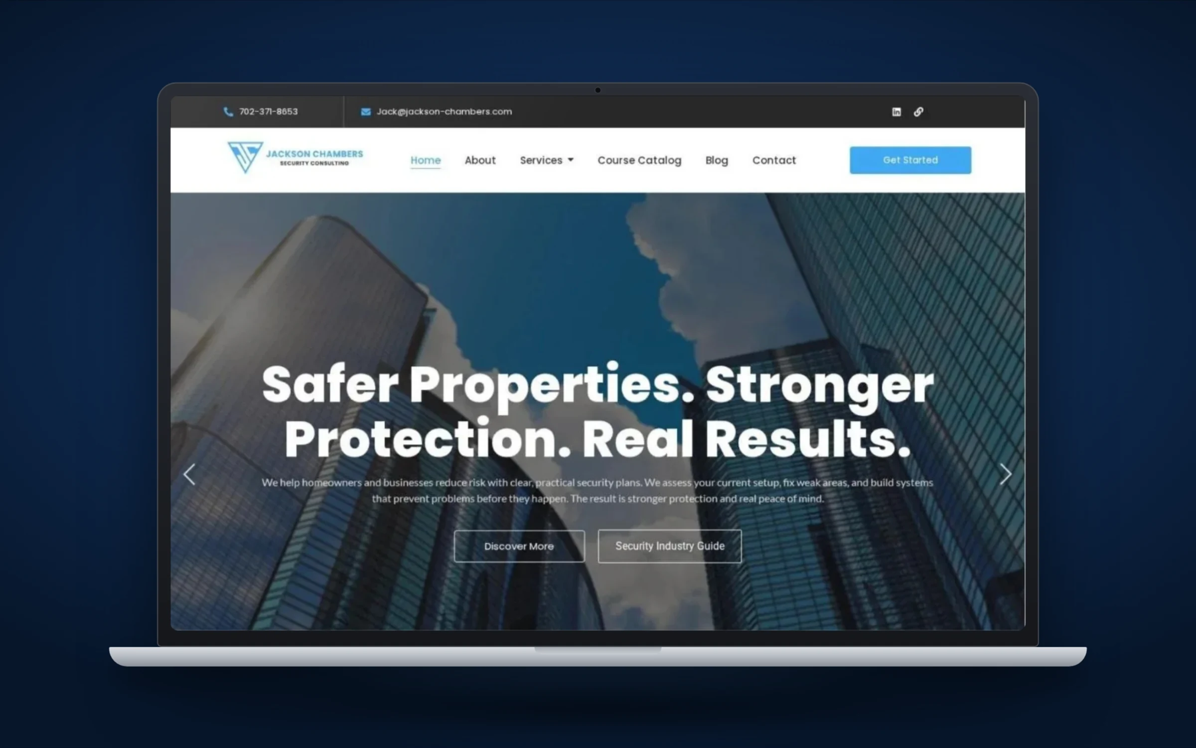 Jackson Chambers Security Consulting website design by Design Fly 24, shown on laptop and phone